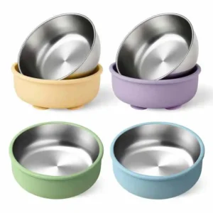 304 Stainless Steel Baby Bowls Removable Silicone Shell
