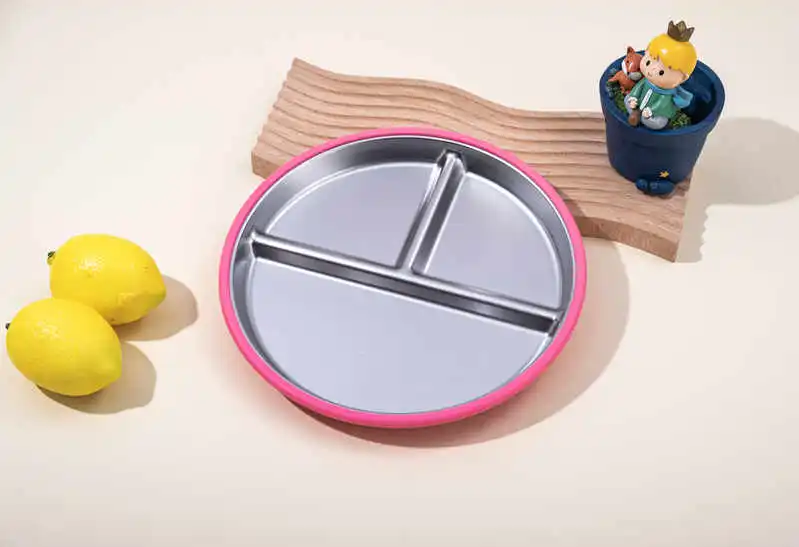Plateau Alimentaire Divisé Acier Inoxydable Avec Ventouse - Assiette Bébé Compartiments Anti-Dérapante